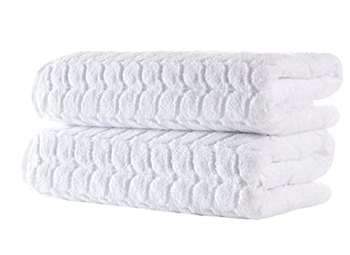 BAGNO MILANO Turkish Cotton Bath Towels, Hand Towels - Soft Plush Jacquard Collection - Highly Absorbent Towel Set (White, 4 Pcs Hand Towel Set) - color: White, size: 4 pcs Hand Towel Set