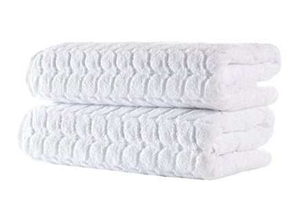 BAGNO MILANO Turkish Cotton Bath Towels, Hand Towels - Soft Plush Jacquard Collection - Highly Absorbent Towel Set (White, 4 Pcs Hand Towel Set) - color: White, size: 4 pcs Hand Towel Set
