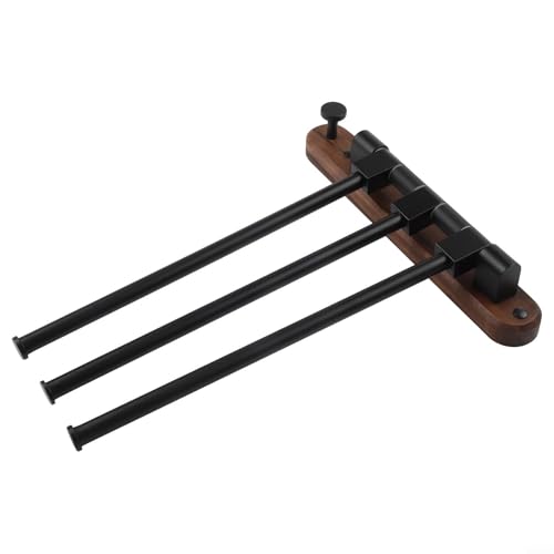 Wood Swivel Towel Rack Wall Mounted, 2-5 Arm Rotating Towel Bar Holder for Bathroom Kitchen, Rustproof Aluminum Alloy and Wood Towel Hanger Organizer(2) - size: 2