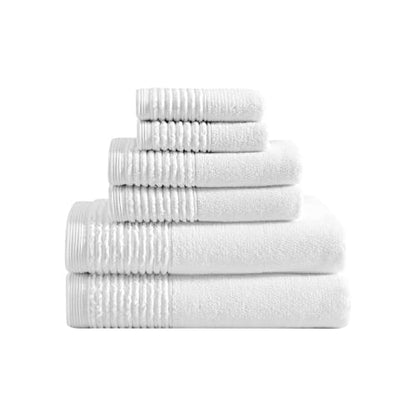 Vera Wang - Bath Towels, Plush Cotton Bathroom Towels with Zero Twist Design, Highly Absorbent & Low-Lint, Set of 6 (Sculpted Pleat White) - color: Sculpted Pleat White, size: 6 Piece