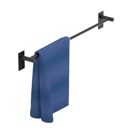 Adjustable AdhesiveTowel Bar 2 Pack, HOMOTEK Economical Self Stick Single Towel Holders, Towel Rod Size from 12 Inch to 22 InchTowel Racks, Towel Hanger Hook for Kitchen(Matte Black) - color: Economical-self-adhesive-matte Black, size: 2 Pack