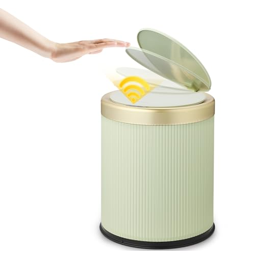 Motion Sensor Trash Can Bathroom,Touchless Garbage Can with Lid | 3.7 Gallon Modern Automatic Garbage Bin,Diaper Trash Bin,Plastic Smart Dog Proof Trash Bin for Bedroom, Office, Kitchen-Green - color: Green, size: 3.7 Gallon