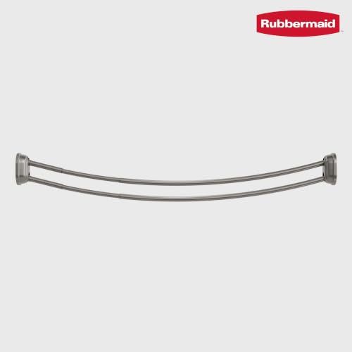 Rubbermaid Double Curved Shower Curtain Rod, No Drill, 50-72 Inches Adjustable Tension Shower Rod for Bathroom, Non-Slip, No Rust, Nickel - color: Nickel
