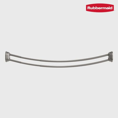 Rubbermaid Double Curved Shower Curtain Rod, No Drill, 50-72 Inches Adjustable Tension Shower Rod for Bathroom, Non-Slip, No Rust, Nickel - color: Nickel