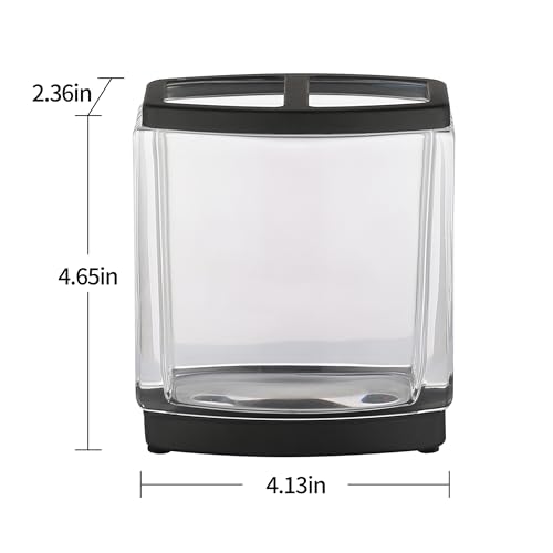 H Halston Heavy Weight Glass Toothbrush Holder, Organizer for Bathroom, Kitchen, Office, Home Storage - color: Black 4