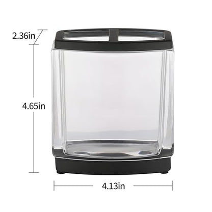 H Halston Heavy Weight Glass Toothbrush Holder, Organizer for Bathroom, Kitchen, Office, Home Storage - color: Black 4