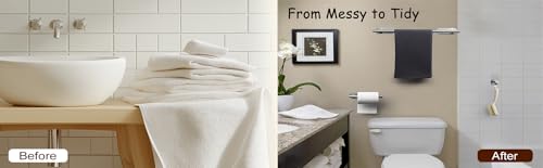 SEIDO Adhesive Towel Bar, 16 Inch Gold Towel Bar for Bathroom, Stainless Steel Towel Racks for Bathroom, No Drilling Needed, Brushed Gold