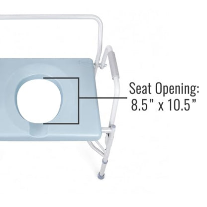 DMI Drop Arm Portable Toilet Commode, Extra-Wide Seat, 500 Pound Weight Capacity, Bucket with Lid Included, Adjustable Legs, Elderly Assistance Products, Grey