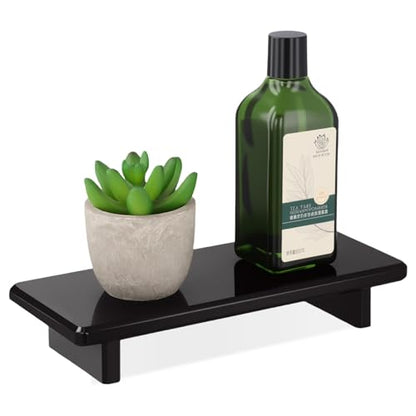 Small Black Bathroom Vanity Tray, Acrylic Soap Tray for Kitchen Countertop | 2-Pack, Compact for Small Spaces, Raised Base, Candle, Perfume, Jewelry Display, for Kitchen, Vanity, Sink, Desk - size: Black-Small-8.6x 3.6 x 1.5 inches