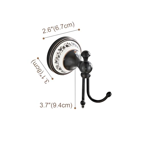 Black Bronze Brass Bath Towel Hooks Wall Mounted Bathroom Clothes Hook, Antique Brass Horn Shape Curved Towel Hooks - color: Black, size: Clothes Hook
