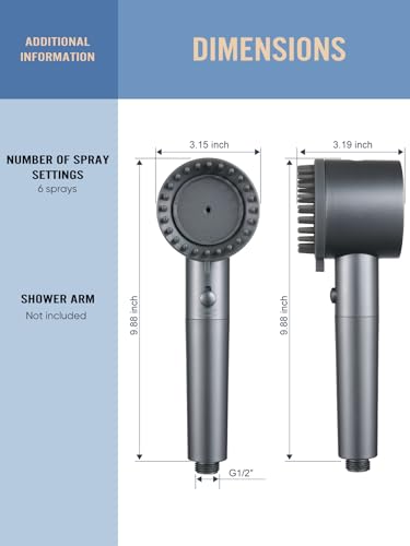Cobbe Filtered Shower Head with Handheld, 4+1 Spray Mode Showerhead with Filters, Built-in Power Wash for Hard Water - Remove Chlorine - Reduces Dry Itchy Skin, Matte Gray
