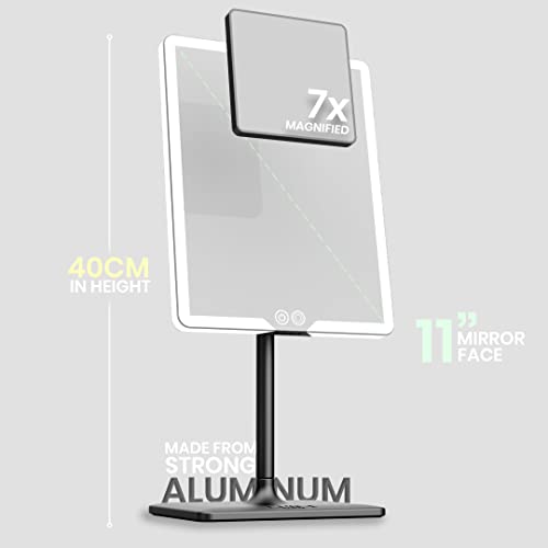 Orbit LED Vanity Mirror with Lights, 7X/1X Magnification, Dimmable & USB-C Rechargeable Tabletop Mirror - Phantom Black - color: Phantom Black