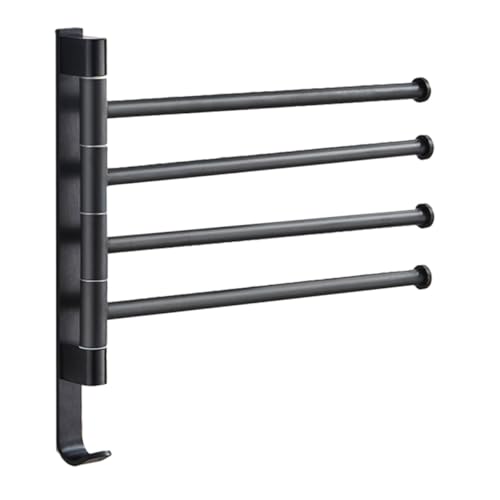 Gatuida Heavy Duty Wall-Mounted 4-bar Swivel Towel Rack Industrial Rustic Towel Holder for Bathroom Storage Black Rotatable Multi-arm