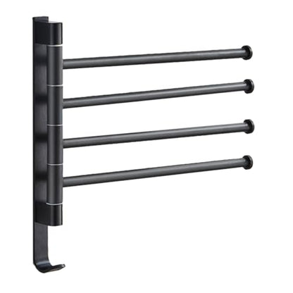 Gatuida Heavy Duty Wall-Mounted 4-bar Swivel Towel Rack Industrial Rustic Towel Holder for Bathroom Storage Black Rotatable Multi-arm