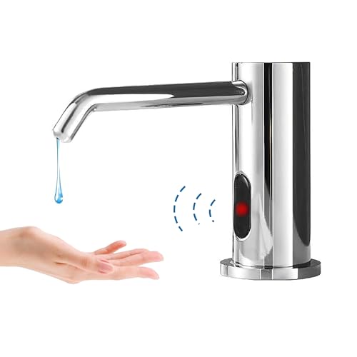 Automatic Soap Dispenser Touchless for Kitchen and Bathroom, Sink Built in Commercial Electric Soap Dispenser,Upgraded Infrared Sensors, with Bottle and Pump Electroplated 33.81oz/1000ml - size: Drip-Silvery