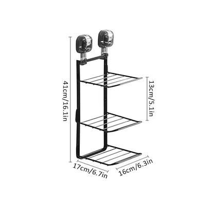 KINGFINGER 3 Tier Shower Caddy with Suction Cup,Large Hanging Caddy Organizer, No Drilling, Split Design for Easy Access