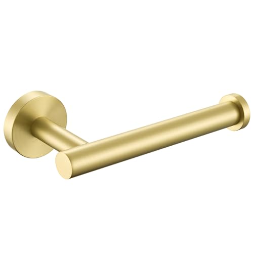 Toilet Paper Holder, Brushed Gold, 304 Stainless Steel | Right-Open Arm, Easy Roll Replacement, Raised End Guard, Fits Regular, Large & Mega Rolls, Small Bathroom & Half Bath Use - color: Brushed Gold