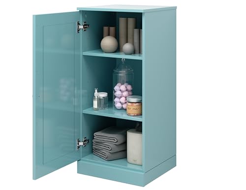 100% Solid Wood Bathroom Cabinet, Wood Door, Aqua, 16.5" w x 35.75" h x 15.5" d, Renewable Eco-Friendly Wood, Made in Brazil - color: Aqua, style: Raised Panel Door