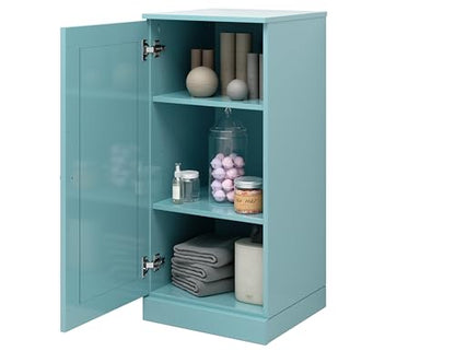 100% Solid Wood Bathroom Cabinet, Wood Door, Aqua, 16.5" w x 35.75" h x 15.5" d, Renewable Eco-Friendly Wood, Made in Brazil - color: Aqua, style: Raised Panel Door