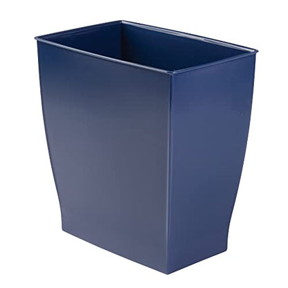 iDesign Small Plastic Bathroom Trash Can, Navy Blue | Slim Rectangle, For Bedroom, Office, Dorm - color: Navy Blue, style: Pack of 1