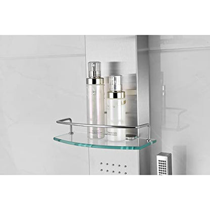 ANZZI Shower Head Panel Tower System | Coastal | Brushed Stainless Steel | Includes One 1 Field Full Body With Dual Level Deco Glass, Free-Reign Euro Grip Handheld Sprayer With 60 In. Hose - color: Brushed Steel, style: 2 Jets