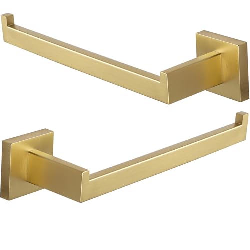 LANC Bathroom Hand Towel Holder 2 Pack Left and Right Side Brushed Gold Hand Towel Bar 10 Inche Square Towel Ring for Kitchen Bathroom Wall Mount Stainless Steel Towel Rack Hanger,A8806BG-LRP2 - color: Brushed Gold, size: Left & Right
