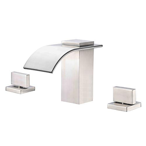 Waterfall Widespread Bathroom Faucet Brushed Nickel, 3 Hole 8 Inch Vanity Faucet sumerain - color: Brushed Nickel