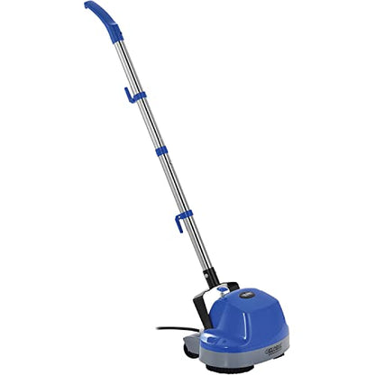 Global Industrial Mini Floor Scrubber With Floor Pads, 11" Cleaning Path | Dual Nylon Scrub Brushes, Cleans & Polishes Tile, Wood, Marble and other Hard Floors