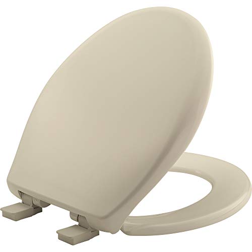 Mayfair Aurora Slow Close Toilet Seat, Easy Clean Hinges and Adjustable Perfect Fit Plastic Seat, Made in USA, Round, Bone - size: Round