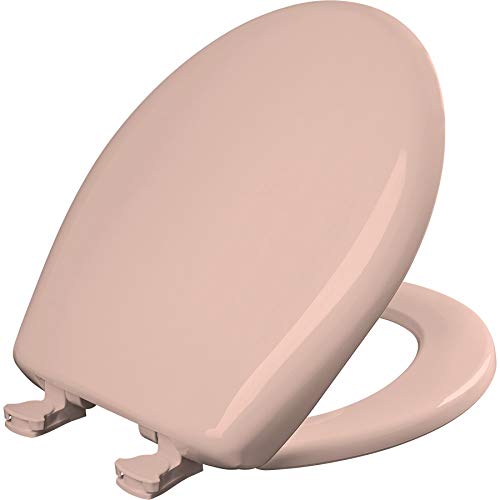 Bemis Classic Colors Slow Close Toilet Seat, Easy Clean Hinges and Durable Plastic Seat, Made in USA, Round, Venetian Pink - color: Venetian Pink, size: Round