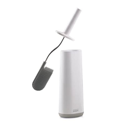 Joseph Joseph Flex Hygienic Silicone Toilet Brush with Slim Holder Set, Flexible Anti-drip, Anti-Clog Deep Clean Head - Gray/White - color: Gray/White, size: 4 EA