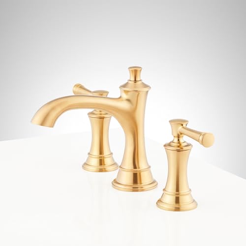 Signature Hardware 948585 Beasley 1.2 GPM Widespread Bathroom Faucet with Pop-Up Drain Assembly - Aged Brass | Includes - Pop-Up Drain Assembly - Aged Brass - color: Aged Brass