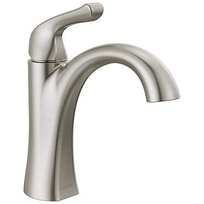 Delta Arvo Brushed Nickel Bathroom Faucet 1 Hole, Single Hole Bathroom Sink Faucet for Vanity, Push-Pop Drain Assembly, Spotshield Stainless 15840LF-SP - color: SpotShield Brushed Nickel