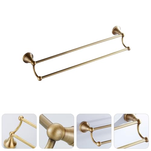 Brass Double Towel Bar Wall-Mounted Rack 55cm Antique Finish Bathroom Storage Holder Bathroom Towel Shelf Home Rack