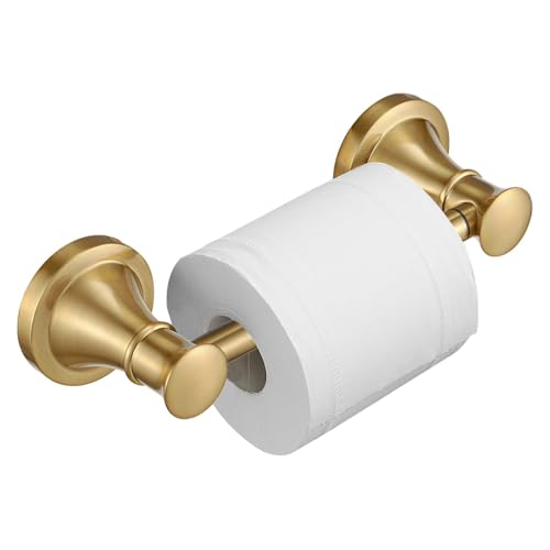 Bathroom Toilet Paper Holder Wall Mount Tissue Holder Brushed Gold | Rustproof Toilet Tissue Roll Holder, Flexible Double Post Pivoting Handle, Bathroom Accessories SUS304 Stainless Steel - color: Brushed Gold