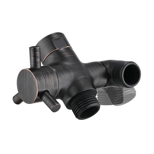 PDPBath Brass 3 Way Shower Arm Diverter Valve for Handheld Shower Head and Fixed Shower Head, G1/2 Universal Connection - Oil Rubbed Bronze - color: Oil Rubbed Bronze