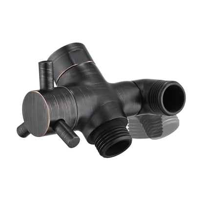 PDPBath Brass 3 Way Shower Arm Diverter Valve for Handheld Shower Head and Fixed Shower Head, G1/2 Universal Connection - Oil Rubbed Bronze - color: Oil Rubbed Bronze