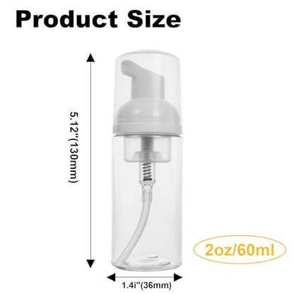 2oz Travel-Sized Foaming Pump Bottles, 4PCS Empty Foam Pump Bottle, Refillable Travel Size Mousse Bottle, Hand Soap Shampoo Lash Shampoo Foaming Soap Dispenser, BPA Free(Clear) - color: A-clear