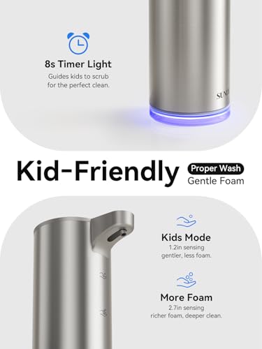 Automatic Foaming Soap Dispenser Touchless, 0.2s Fast Sensor, USB-C Rechargeable, Smudge-Resistant Stainless Steel, Hand Soap Dispenser for Bathroom, Kitchen, Hotel, Silver - color: Stainless Steel (Sliver)