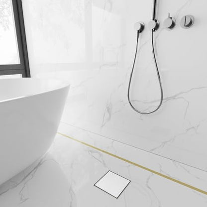 6 Inch Square Shower Drain-Brushed Nickel, with Tile Insert Grate | AISI 304 Stainless Steel Shower Drain, Shower Floor Drain with Hair Catcher, Fits Bathroom, Balcony - color: Brushed Nickel, size: 6 Inch