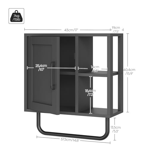 Medicine Cabinet, Bathroom Wall Cabinet with Towel Bar, Adjustable Shelf and Open Partition, Over The Toilet Storage Cabinet, for Bathroom, Laundry Room, Living Room, Kitchen, Black - color: Black