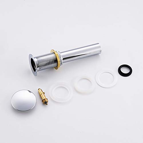 KES Bathroom Sink Drain Pop Up Drain Without Overflow Vessel Sink Vanity Stopper Polished Chrome, All Metal Rustproof Brass and 304 Stainless Steel, S2008D-CH - color: Polished Finish, style: NO Overflow (Big Cap)