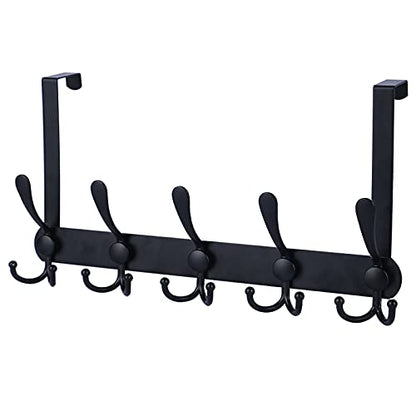 Over The Door Hooks,Coat Rack for Hanging Clothes Hat Towel (Heavy Duty Black 1pcs) …