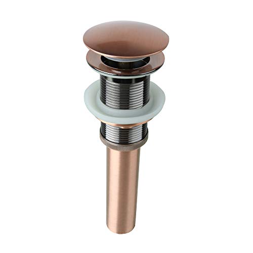 Copper Push Button Bathroom Sink Drain Stop & Pop Lavatory Stopper Without Overflow Bathroom Basin - color: Copper, style: Without Overflow