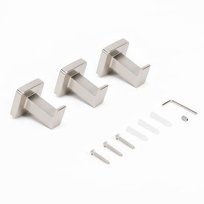 NearMoon Bath Towel Hooks -SUS304 Stainless Steel Square Clothes Robe Hooks Hanger, Heavy Duty Coat Hooks for Bathroom Livingroom Hotel Kitchen Garage, Wall Mounted (3 Pack, Brushed Nickel) - color: Brushed Nickel