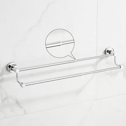 Adjustable Double Towel Racks for Bathroom 15 to 26.5 Inch Towel Bar, Expandable Bright Chrome Double Bath Towel Holder, Wall Mount with Screws Towel Bar Rod - color: Double Rack-polished