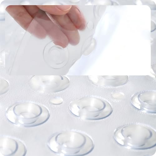 Anti Slip Bathtub Mat,Non Slip Bath Mat,16x35 Inch Extra Long Tub Mat,Machine Washable Bathroom Shower Mat with Suction Cups and Drainage Holes,Soft on Feet (White) - color: Clear White