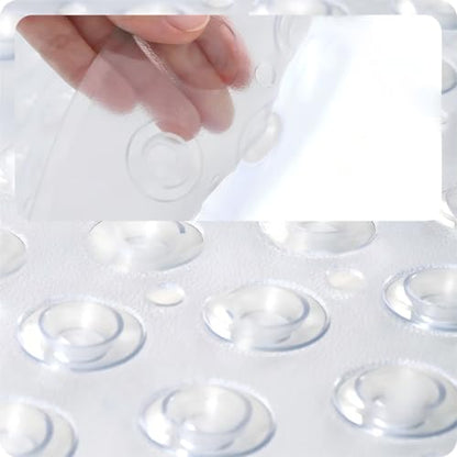 Anti Slip Bathtub Mat,Non Slip Bath Mat,16x35 Inch Extra Long Tub Mat,Machine Washable Bathroom Shower Mat with Suction Cups and Drainage Holes,Soft on Feet (White) - color: Clear White
