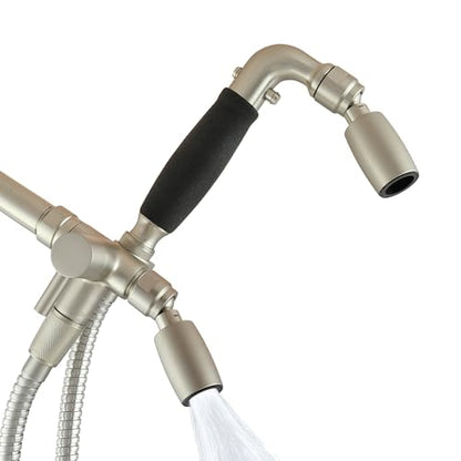 High Sierra® Lead-Free Metal 3-way Combo Shower Kit. Built in Diverter Valve Effortlessly Diverts Flow from the Fixed Shower Head to the Handheld and back - Ultra Low Flow 1.25 GPM - Brushed Nickel - color: Nickel, size: 1.25 GPM