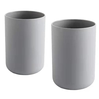 Bathroom Tumblers 2Pcs, Mouthwash Cup, Toothbrush Holders, Drink Mug, Pen Holder, Unbreakable Dishwasher Safe, 10fl.oz(300ml)/Pcs (Grey & Grey) - color: Grey&grey